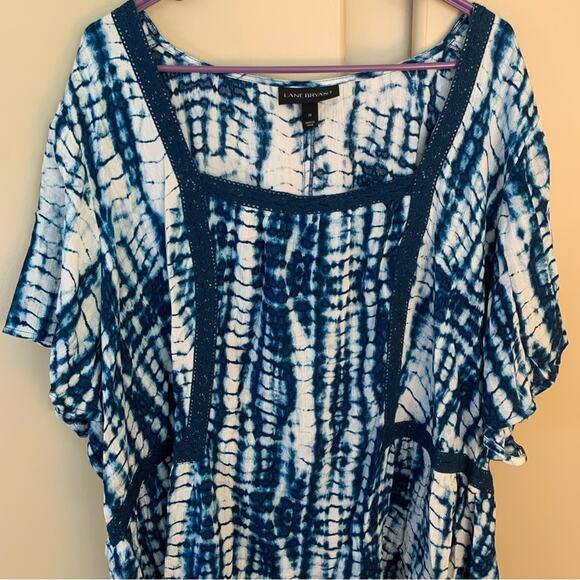 Lane Bryant Square Neck Peplum Top with Crochet Trim tie dye women’s size 28 - Picture 7 of 12